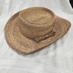 Frank Olive For Neiman Marcus Brown Straw Hat with Bow